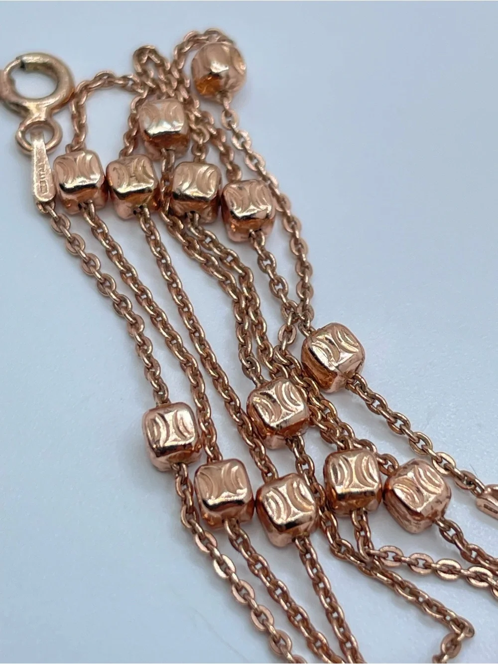 925 Italy Rose Gold Plated Sterling Silver Satellite Ball Necklace Minimalist